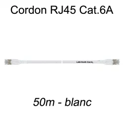 Câble Ethernet RJ45 cat 6a 50m blanc