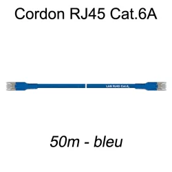 Câble Ethernet RJ45 cat 6a 50m bleu
