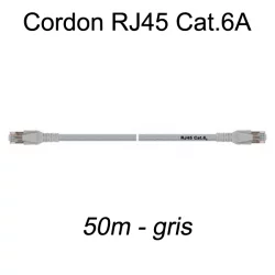 Câble Ethernet RJ45 cat 6a 50m gris