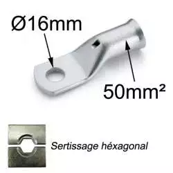 Cosse à sertir 50mm2 trou M16 Cosse à sertir 50mm2 trou M16
