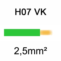 fil de câblage en cuivre souple isolé PVC série H07VK 2.5mm2 vert