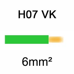 fil de câblage en cuivre souple isolé PVC série H07VK 6mm2 vert