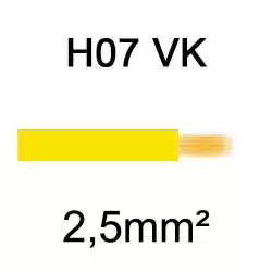 fil de câblage en cuivre souple isolé PVC série H07VK 2,5mm2 jaune