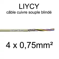 câble électrique blindé série LIYCY 0.75mm² 4 conducteurs