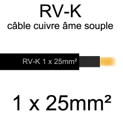 câble électrique âme cuivre souple série RV-K 1 conducteur 25mm2