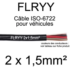 cable electrique pour vehicule et remorque FLRYY 2x1.5mm2