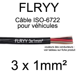 cable electrique pour vehicule et remorque FLRYY 3x1mm2
