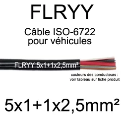 cable electrique pour vehicule et remorque FLRYY 5x1+1x2.5mm2