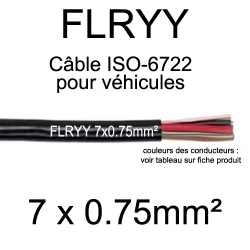 cable electrique pour vehicule et remorque FLRYY 7x0.75mm2