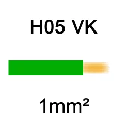 fil de câblage cuivre souple isolé PVC H05VK 1mm² vert
