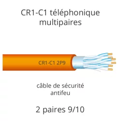 câble téléphonique antifeu CR1-C1 2 paires 9/10