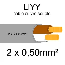 câble cuivre souple isolé PVC série LIYY 2x0.5 mm2