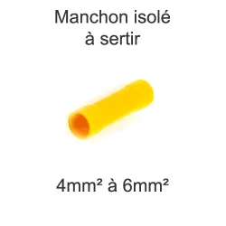 manchon isolé jaune à sertir pour fil électrique 4mm2 6mm2