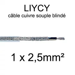 câble électrique blindé série LIYCY 2.mm2 1 conducteur