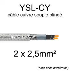 câble électrique cuivre souple blindé YSL-CY 2 conducteurs 2.5mm²