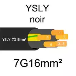 câble cuivre souple noir pour extérieur série YSLY 7 conducteurs 16mm²