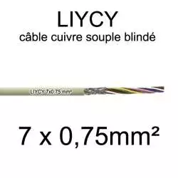 câble électrique blindé série LIYCY 0.75mm2 7 conducteurs 7x0.75mm2