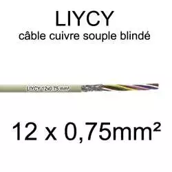 câble électrique blindé série LIYCY 12x0.75mm2 section 0.75mm2 12 conducteurs