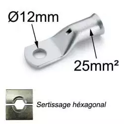 Cosse a sertir 25mm2 trou M12 Cosse a sertir 25mm2 trou M12