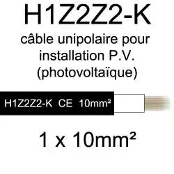 câble électrique cuivre souple spécial solaire photovoltaique série H1Z2Z2k 10mm2 noir