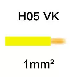 fil de câblage cuivre souple isolé PVC H05VK 1mm² jaune