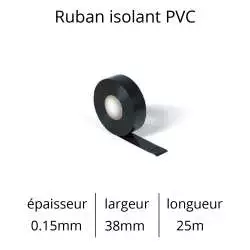 ruban adhésif PVC isolant électrique type shaterton couleur noir largeur 38mm