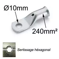 Cosse a sertir 240mm2 trou M10 Cosse a sertir 240mm2 trou M10