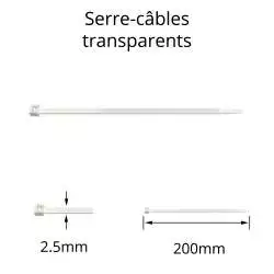 collier serre-câble transparent translucide 2.5x200 largeur 2.5mm longueur 200mm