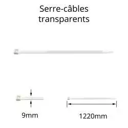 collier serre-câble transparent translucide 9x1220 largeur 9mm longueur 1220mm