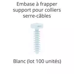 cheville à frapper avec support pour collier serre-cable blanc