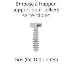 cheville à frapper avec support pour collier serre-cable gris