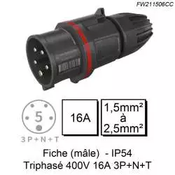 prise industrielle P17 walther werke fiche male 16A triphasé