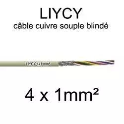 câble électrique blindé série LIYCY 1mm2 4 conducteurs 4x1mm2