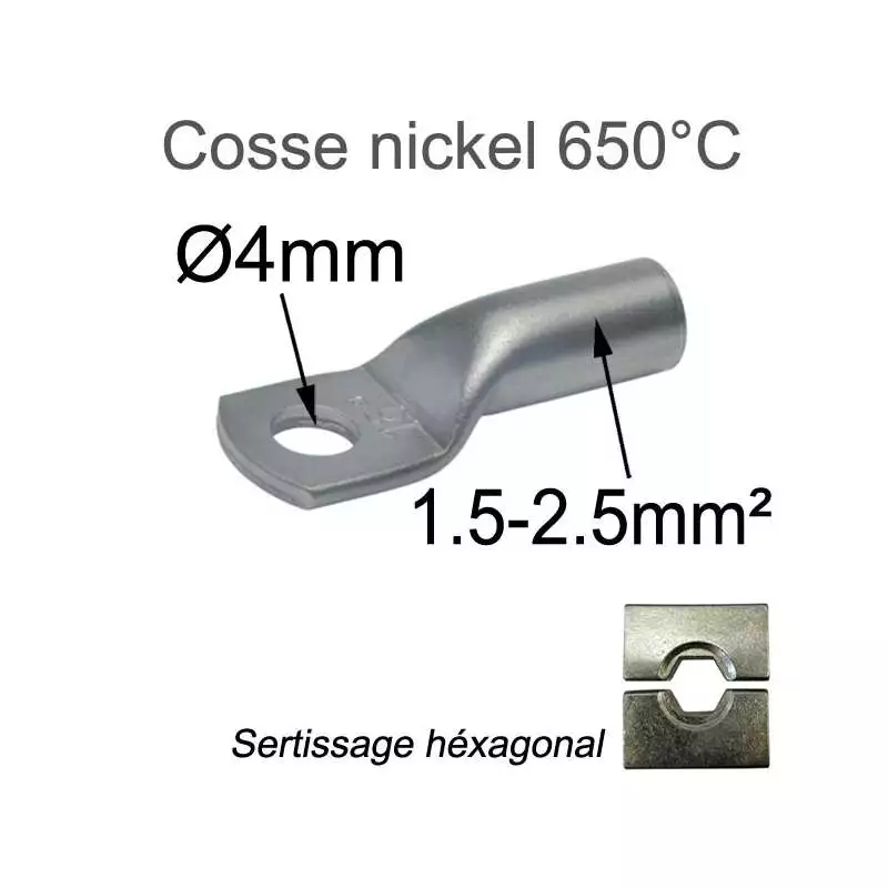 Cosse haute température 650°C à sertir