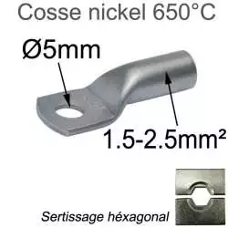 cosse haute température nickel 650°C pour fil 1.5mm² et 2.5mm² trou M5