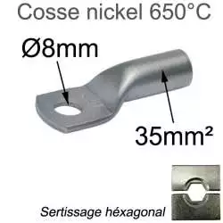 cosse haute température nickel 650°C pour fil 35mm² trou M8