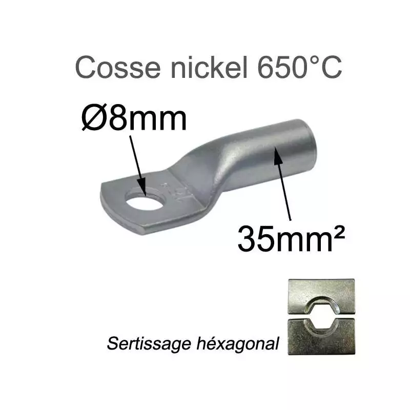 Cosse haute température 650°C à sertir