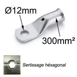 Cosse a sertir 300mm2 trou M12 Cosse a sertir 300mm2 trou M12