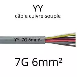 cable electrique souple serie YY ou YSL ou YSLY 7 fils avec terre vert jaune section 6mm2 7G6mm²