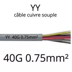 cable electrique souple serie YY ou YSL ou YSLY 40 fils avec terre vert jaune section 0.75mm2 40G0.75mm²