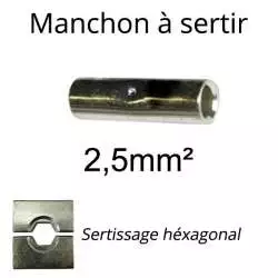 manchon a sertir pour fil et cable electrique section 2.5mm2