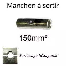 manchon a sertir pour fil et cable electrique section 150mm2