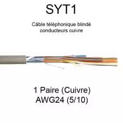 câble téléphone SYT1 1 paire cuivre AWG24 5/10 câble téléphone SYT1 1 paire cuivre AWG24 5/10