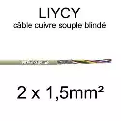 câble électrique blindé série LIYCY 1.5mm2 2 conducteurs 2x1.5mm2