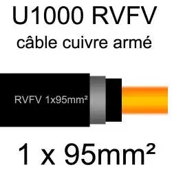 câble électrique armé renforcé âme cuivre U1000 RVFV 1 conducteur section 95mm² 1x95mm2