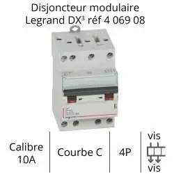 disjoncteur legrand C10A 4P 406908
