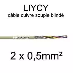 câble électrique blindé série LIYCY 0.50mm² 2 conducteurs