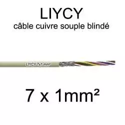 câble électrique blindé série LIYCY 1mm2 7 conducteurs 7x1mm2