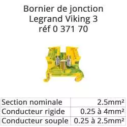 bornier bloc de jonction legrand viking 3 couleur vert/jaune legrand 037170