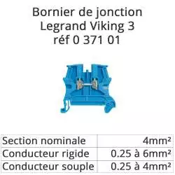 bornier bloc de jonction legrand viking 3 couleur bleu legrand 037101